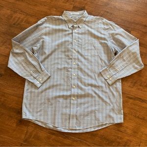 LL Bean Plaid Men’s Button Down Shirt Size XL Tall Blue White Wrinkle Resistant